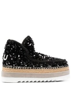 Femme Mou Bottes à Ornements De Sequins Brodés