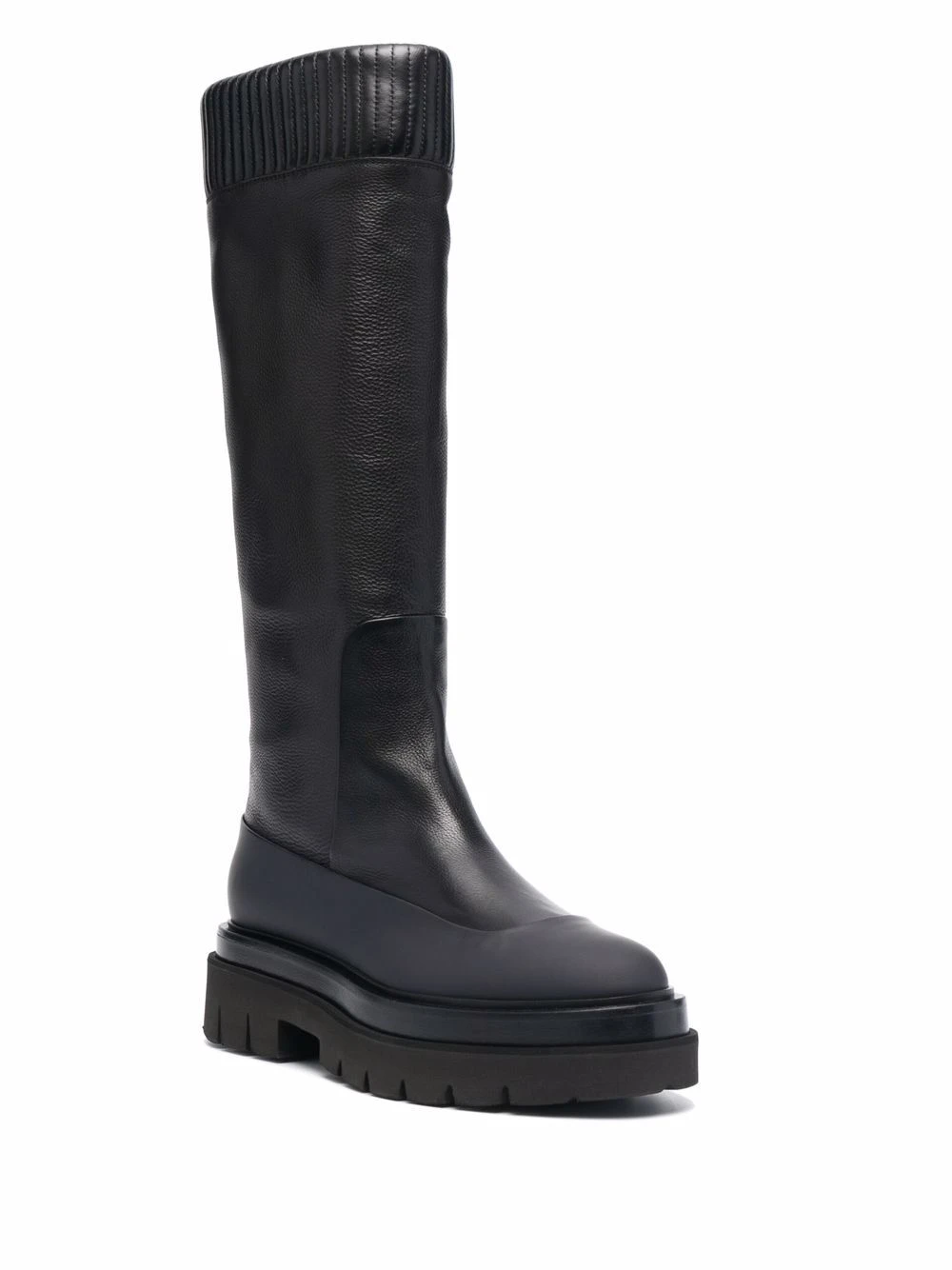 Femme Santoni Bottes Nervurées En Cuir 4 Femme Santoni Bottes Nervurées En Cuir – Image 2