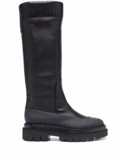 Femme Santoni Bottes Nervurées En Cuir