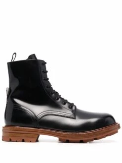 Homme Alexander McQueen Bottes Lacées En Cuir Verni