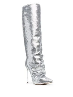 Femme Casadei Bottes En Cuir Ă Sequins