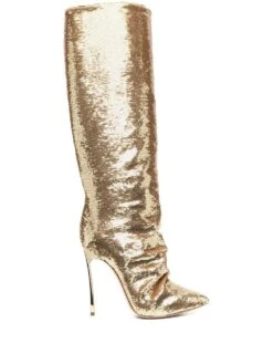 Femme Casadei Bottes En Cuir Ă Sequins