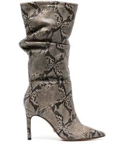 Femme Vicenza Bottes En Cuir à Effet Peau De Serpent