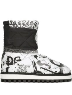 Femme Dolce & Gabbana Bottes Matelassées à Imprimé Taches De Peinture