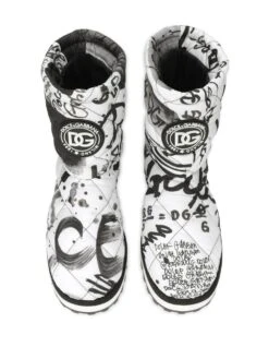 Femme Dolce & Gabbana Bottes Matelassées à Imprimé Taches De Peinture -Salvatore Ferragauio Magasin 18665569 40750738 1000