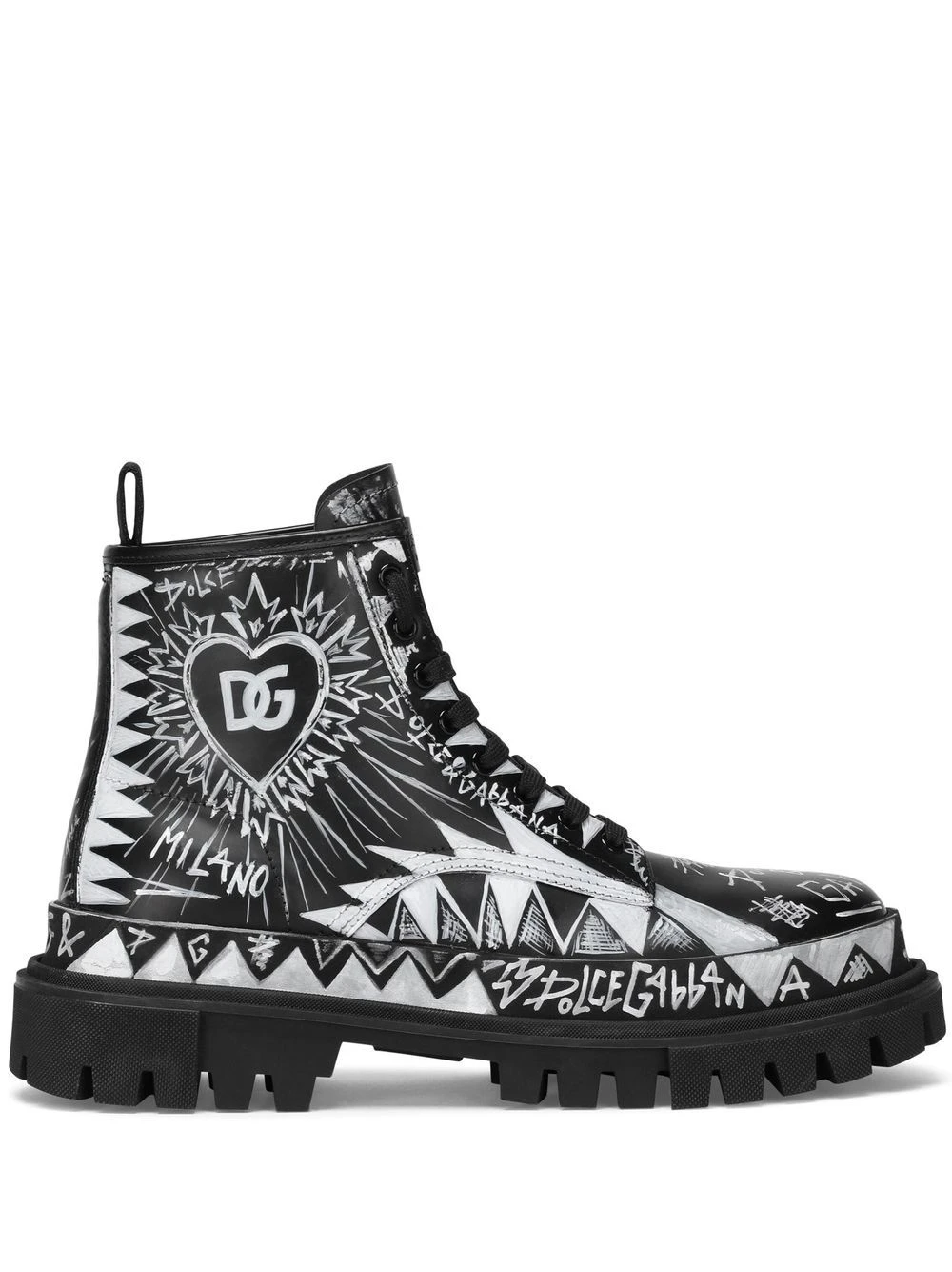 Homme Dolce & Gabbana Bottes Lacées à Imprimé Graffiti 3 Homme Dolce & Gabbana Bottes Lacées à Imprimé Graffiti