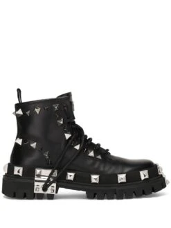 Homme Dolce & Gabbana Bottes Lacées à Détails De Clous