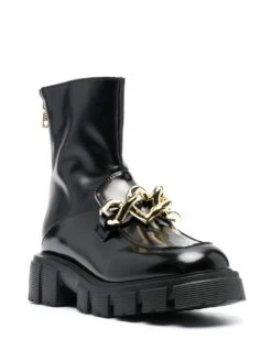 Femme Love Moschino Bottes En Cuir à Détail De Chaîne -Salvatore Ferragauio Magasin 18674353 42329389 1000