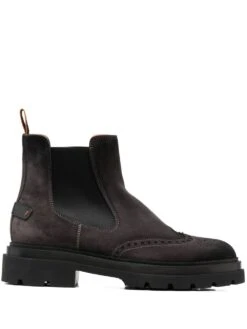 Homme Santoni Bottes En Daim à Perforations