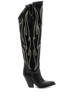 Femme Sonora Bottes En Cuir à Motif Brodé 100 Mm