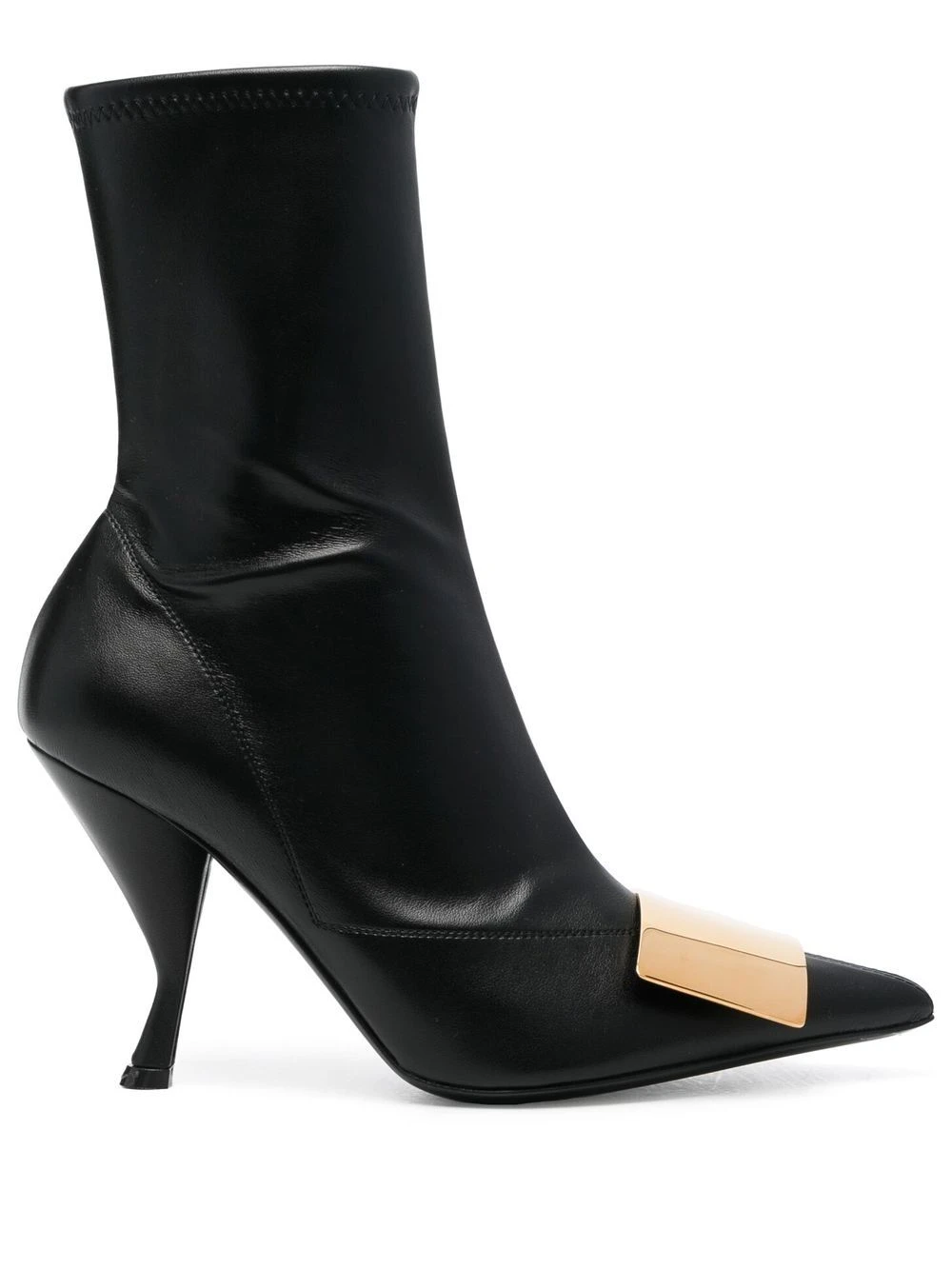 Femme Sergio Rossi Bottes En Cuir à Plaque Logo 3 Femme Sergio Rossi Bottes En Cuir à Plaque Logo