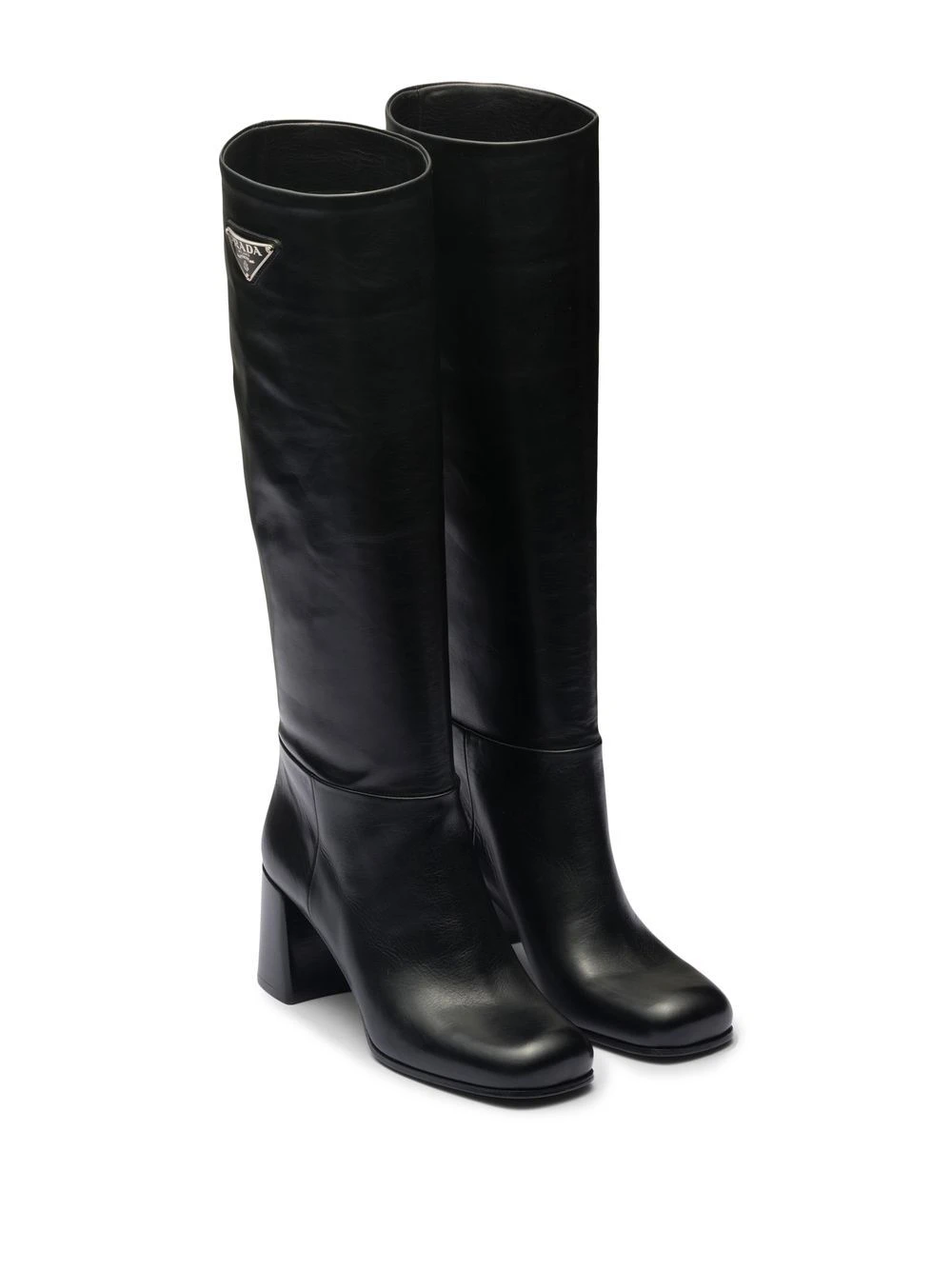 Femme Prada Bottes En Cuir à Plaque Logo 4 Femme Prada Bottes En Cuir à Plaque Logo – Image 2