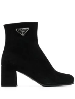 Femme Prada Bottes à Plaque Logo 70 Mm
