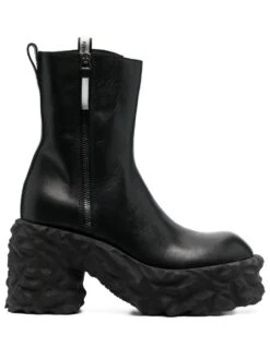 Femme Premiata Bottes Zippées En Cuir à Semelle épaisse 110 Mm