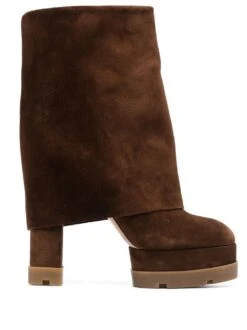 Femme Casadei Bottes En Daim Ă Plateforme 150 Mm