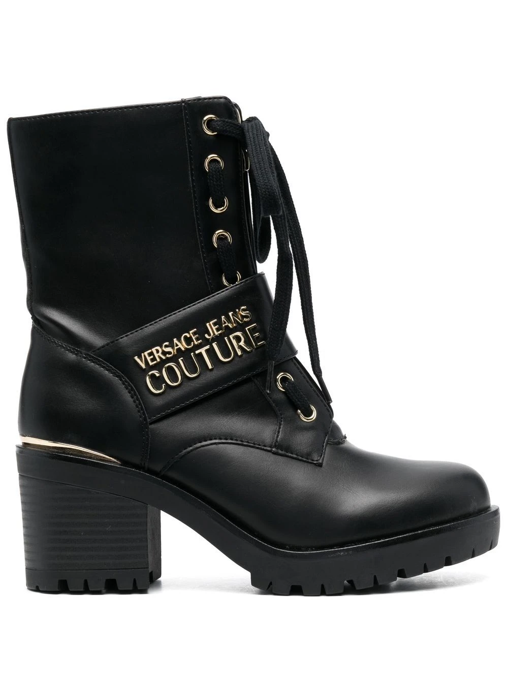 Femme Versace Jeans Couture Bottes Lacées à Plaque Logo 3 Femme Versace Jeans Couture Bottes Lacées à Plaque Logo