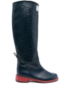 Homme Hide&Jack Bottes En Cuir à Effet Peau De Crocodile