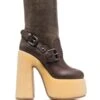 Femme Casadei Bottes Sella En Cuir à Plateforme -Salvatore Ferragauio Magasin 19263347 42261267 1000