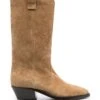 Femme Closed Bottes D&apos;inspiration Western En Daim -Salvatore Ferragauio Magasin 19621468 43819256 1000