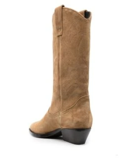 Femme Closed Bottes D&apos;inspiration Western En Daim -Salvatore Ferragauio Magasin 19621468 43820223 1000