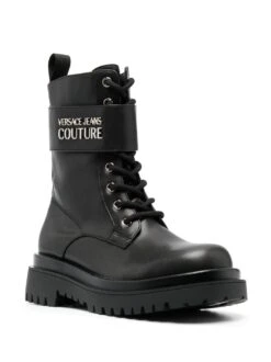 Femme Versace Jeans Couture Bottes Lacées à Plaque Logo -Salvatore Ferragauio Magasin 20511605 50555693 1000