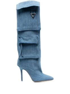 Femme The Attico Bottes Sienna En Jean 105 Mm